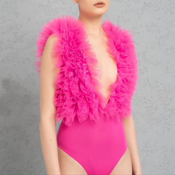 KikiRiki  Fuschia Tulle Ruffle Bodysuit - Picture 4 of 8